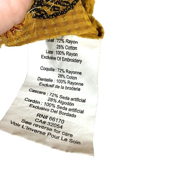 Bhanuni By Jyoti Dariela Beaded Short Sleeve Peplum Top Blouse Golden Yellow XS - Picture 11 of 13